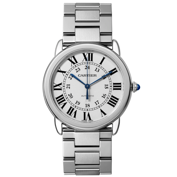 Cartier Ronde Solo WSRN0012 36mm Steel Watch with Leather Strap