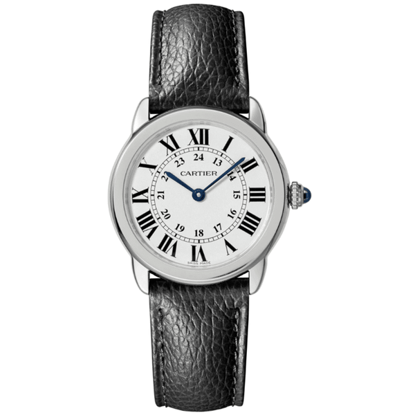 Cartier Ronde Solo WSRN0019 29mm Steel White Dial Leather Strap Watch