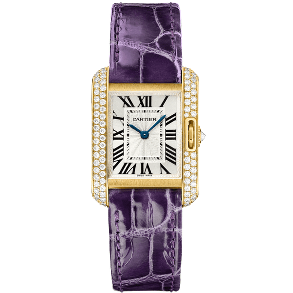 Cartier Tank Anglaise WT100014 Small Model 18k Yellow Gold Diamond Watch