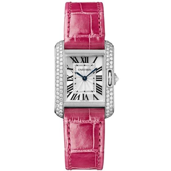 Cartier Tank Anglaise WT100015 Small Model 18k White Gold Diamond Watch