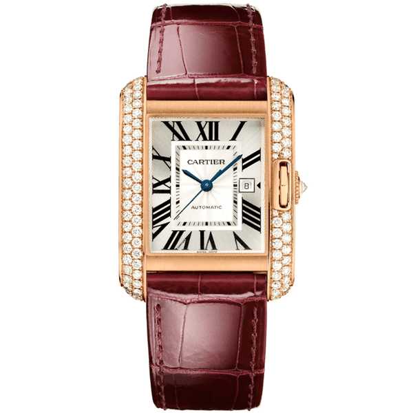 Cartier Tank Anglaise WT100016 Large Model in 18k Rose Gold with Diamond Bezel
