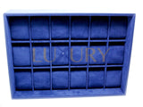 18-Watch Stackable Tray in Navy Blue PU Leather and Velvet