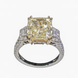 LWU Fancy Light Yellow Diamond Engagement Ring in 18k White Gold Two-Tone Setting