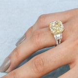 LWU Fancy Light Yellow Diamond Engagement Ring in 18k White Gold Two-Tone Setting