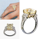 LWU Fancy Light Yellow Diamond Engagement Ring in 18k White Gold Two-Tone Setting