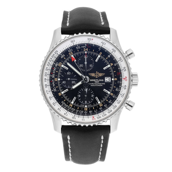 Breitling Navitimer World A24322 Black Dial Stainless Steel 46mm Automatic Watch
