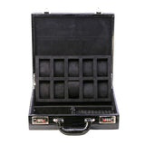 Black PU Leather Briefcase for 10 Watches and Jewelry