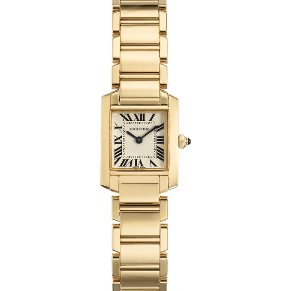 Cartier Tank Française W50002N2 18k Yellow Gold Silver Dial Quartz