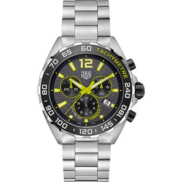 Tag Heuer Formula 1 Chronograph Quartz 43mm Steel CAZ101AG.BA0842 Grey Dial with Lime Yellow Accents