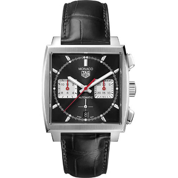 Tag Heuer Monaco Chronograph CBL2113.FC6177 39mm Steel Case Black Dial Alligator Leather Strap