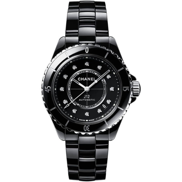 Chanel J12 H5702 38mm Black Ceramic Automatic Watch with Diamond Hour Markers