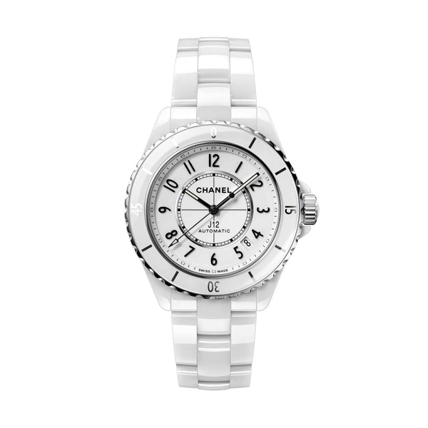 Chanel J12 H2422 33mm Ceramic Ladies Watch with Mother-of-Pearl Diamond Dial