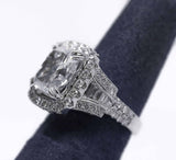 LWU 14k White Gold Cushion Cut Engagement Ring with Diamonds