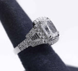LWU 14k White Gold Cushion Cut Engagement Ring with Diamonds