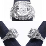 LWU 14k White Gold Cushion Cut Engagement Ring with Diamonds