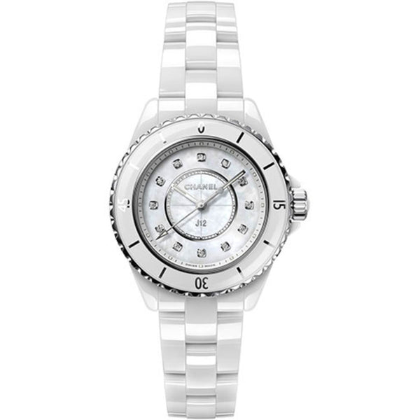 Chanel J12 H5704 33mm White Ceramic and Steel with Diamond Hour Markers