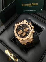 Audemars Piguet Royal Oak Chronograph 26331OR.OO.D821CR.01 41mm Rose Gold Brown Dial Leather Strap