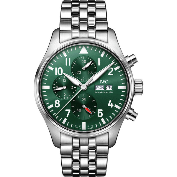 IWC Pilot's Chronograph IW378006 43mm Green Dial Stainless Steel Bracelet