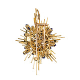 G.Weil Diamond and Sapphire Jewelry Set in 18K Yellow Gold — Ring, Earrings and Brooch