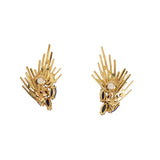 G.Weil Diamond and Sapphire Jewelry Set in 18K Yellow Gold — Ring, Earrings and Brooch