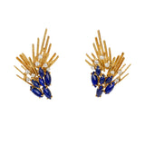 G.Weil Diamond and Sapphire Jewelry Set in 18K Yellow Gold — Ring, Earrings and Brooch