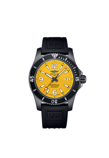 Breitling Superocean Automatic 46 Black Steel M17368D71I1S2 Yellow Dial