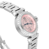 Cartier Miss Pasha W3140008 Steel 27mm Pink Dial Ladies Watch with Diamond Bezel