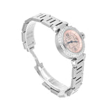 Cartier Miss Pasha W3140008 Steel 27mm Pink Dial Ladies Watch with Diamond Bezel