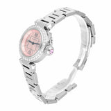 Cartier Miss Pasha W3140008 Steel 27mm Pink Dial Ladies Watch with Diamond Bezel