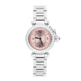 Cartier Miss Pasha W3140008 Steel 27mm Pink Dial Ladies Watch with Diamond Bezel
