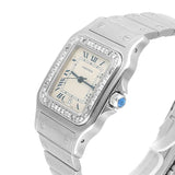 Cartier Santos Galbée W20018D6 29mm Stainless Steel Ladies Watch with Diamond Bezel