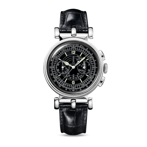 Omega 516.53.38.50.01.001 38mm Black Dial Leather Strap