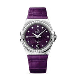 Omega Constellation 123.18.35.60.60.001 Diamond Bezel Women's Watch with Leather Strap