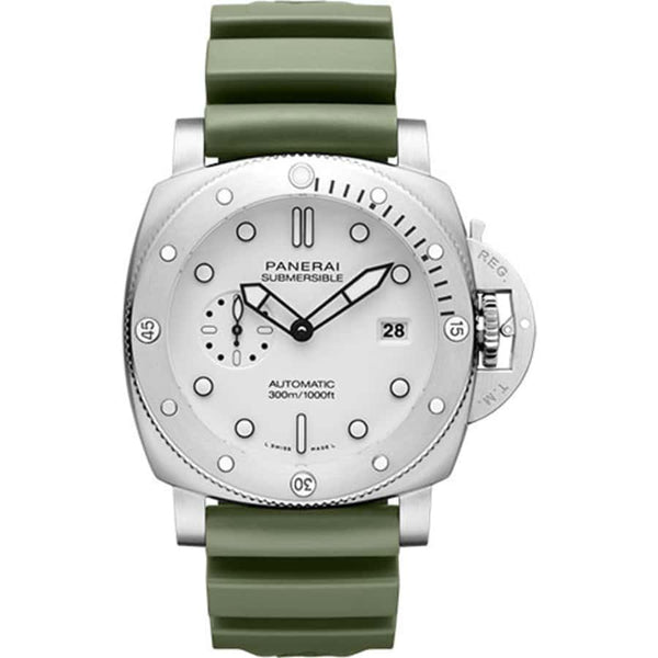 Panerai Luminor Submersible PAM01226 44mm Stainless Steel White Dial Green Rubber Strap