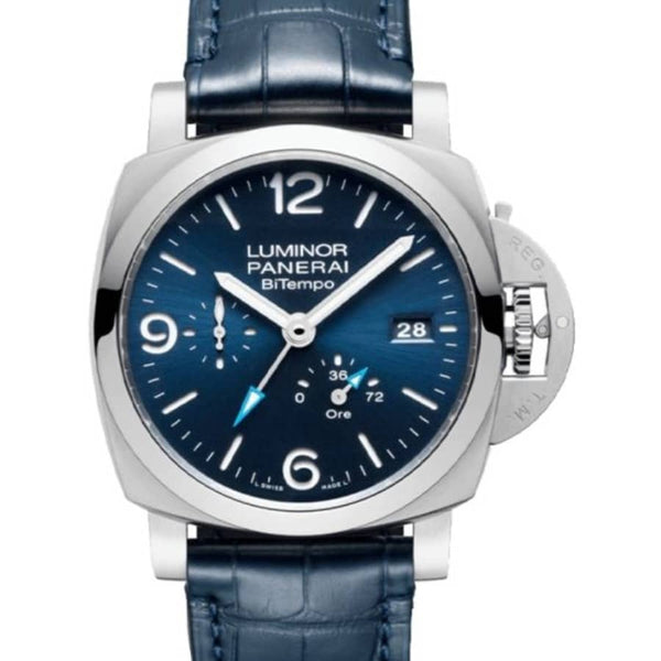 Panerai Luminor BiTempo PAM01361 44mm Stainless Steel Blue Dial Blue Leather Strap 2024
