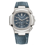 Patek Philippe Nautilus Flyback Chronograph 5980/60G-001 White Gold Blue Dial