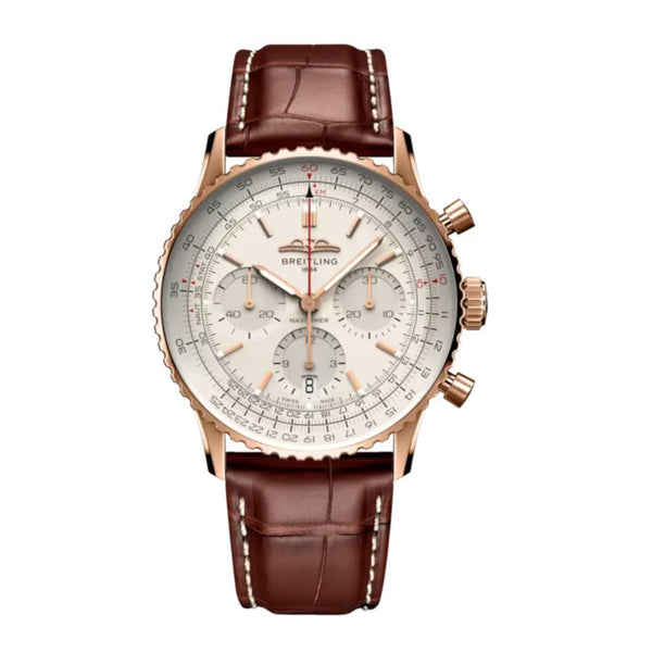 Breitling Navitimer B01 Chronograph RB0139211G1P1 41mm 18k Red Gold Silver Dial 2025