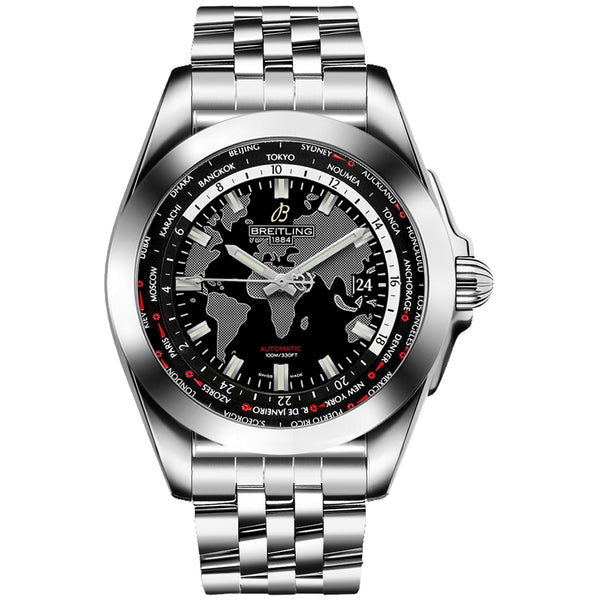 Breitling Galactic Unitime WB3510U4 44mm Stainless Steel Black Dial