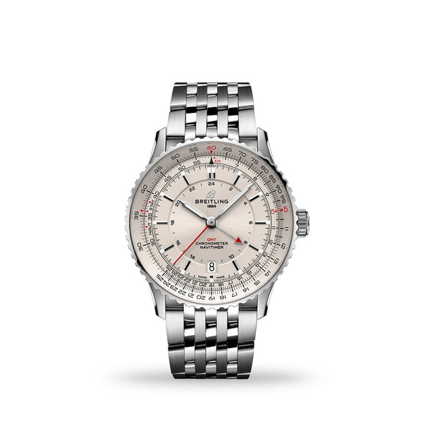 Breitling Navitimer GMT 41 A32310211G1A1 Silver-Tone Dial Stainless Steel Watch