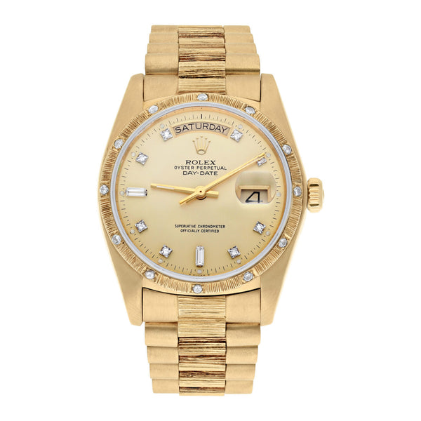 Rolex Day-Date 18238 36mm 18K Yellow Gold Champagne Diamond Dial President Bracelet