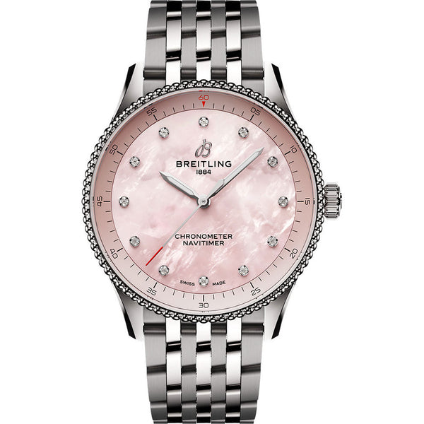 Breitling Navitimer A77320D91K1A1 32mm Pink Mother-of-Pearl Diamond Dial Quartz 2024