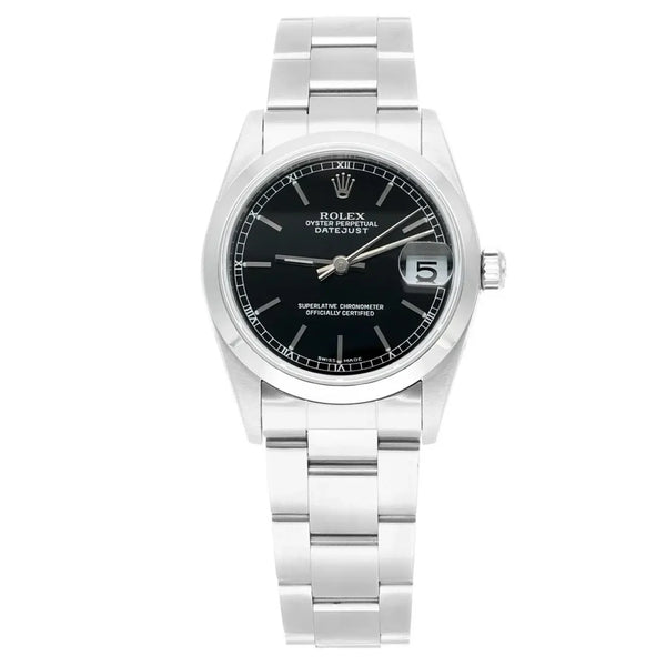 Rolex Datejust 31 Black Dial Stainless Steel Ladies Watch Ref. 68240