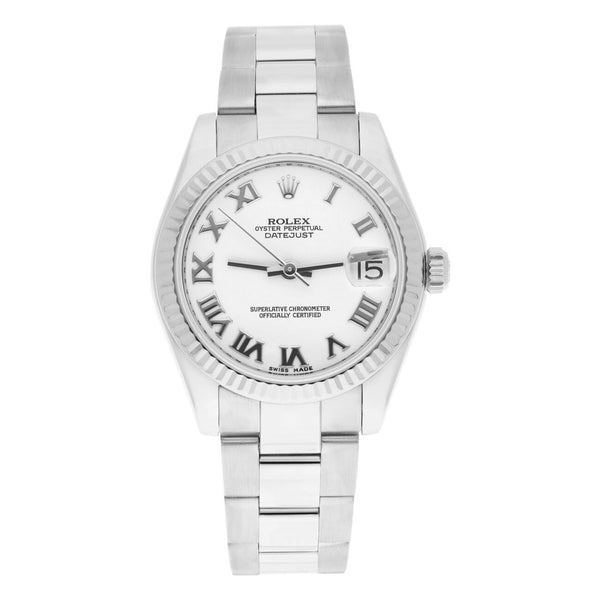 Rolex Datejust 31mm Stainless Steel White Roman Dial Oyster Watch 178274