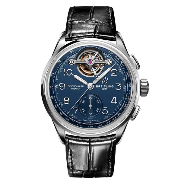 Breitling Premier LB2120171C1P1 42mm Platinum Blue Dial Leather Strap