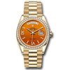 Rolex Day-Date 36 Yellow Gold President Diamond Bezel Carnelian Dial 128348RBR-0049