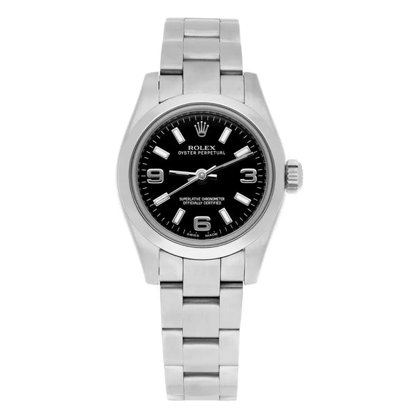 Rolex Oyster Perpetual 26mm Black Dial Ladies Watch Ref. 176200