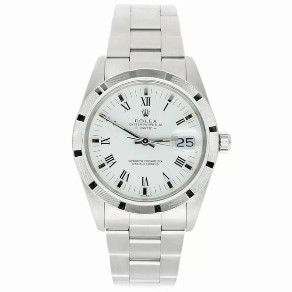 Rolex Oyster Perpetual Date 34 Reference 15010 Stainless Steel White Roman Numeral Dial