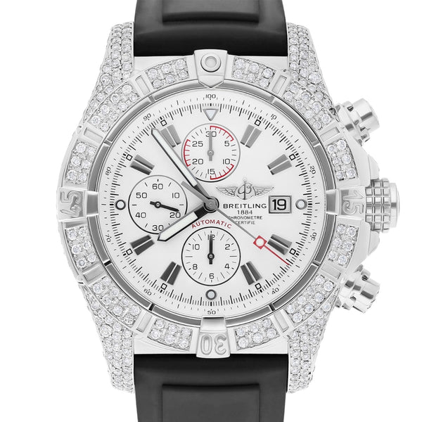 Breitling Super Avenger A13370 48mm White Dial Stainless Steel Bracelet
