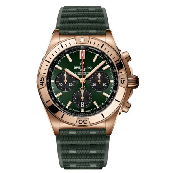 Breitling Chronomat B01 RB0134101L1S1 42mm Green Dial Rubber Strap