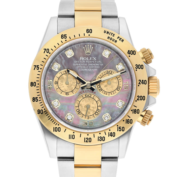 Rolex Daytona 116523 40mm Two-Tone Yellow Gold and Steel Black Mother of Pearl Dial